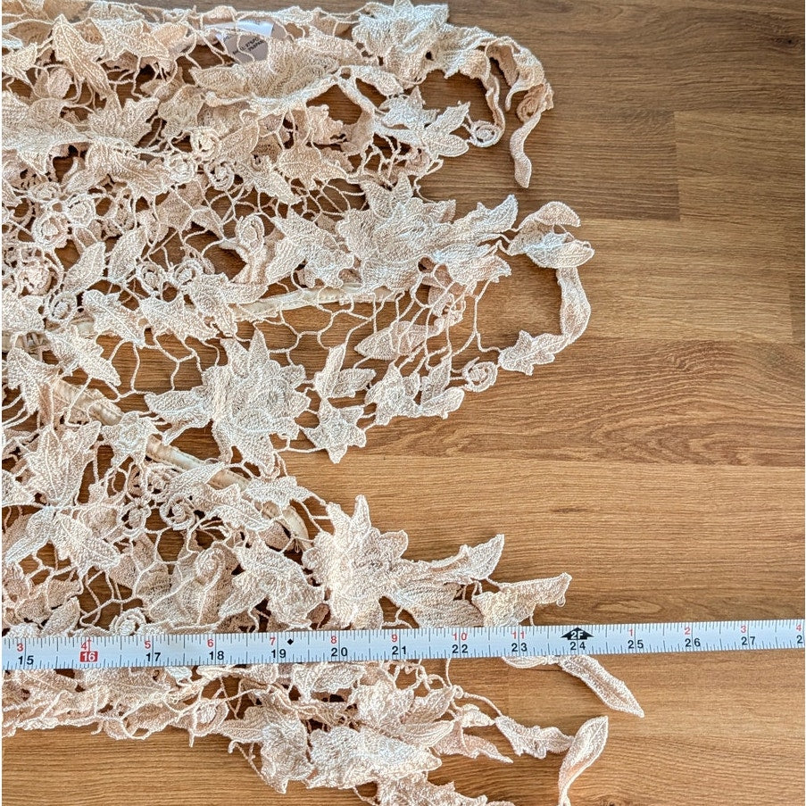 Miss Finch Lace Top Womens S Beige Sheer Floral Lace Crochet Overlay Cap Sleeve