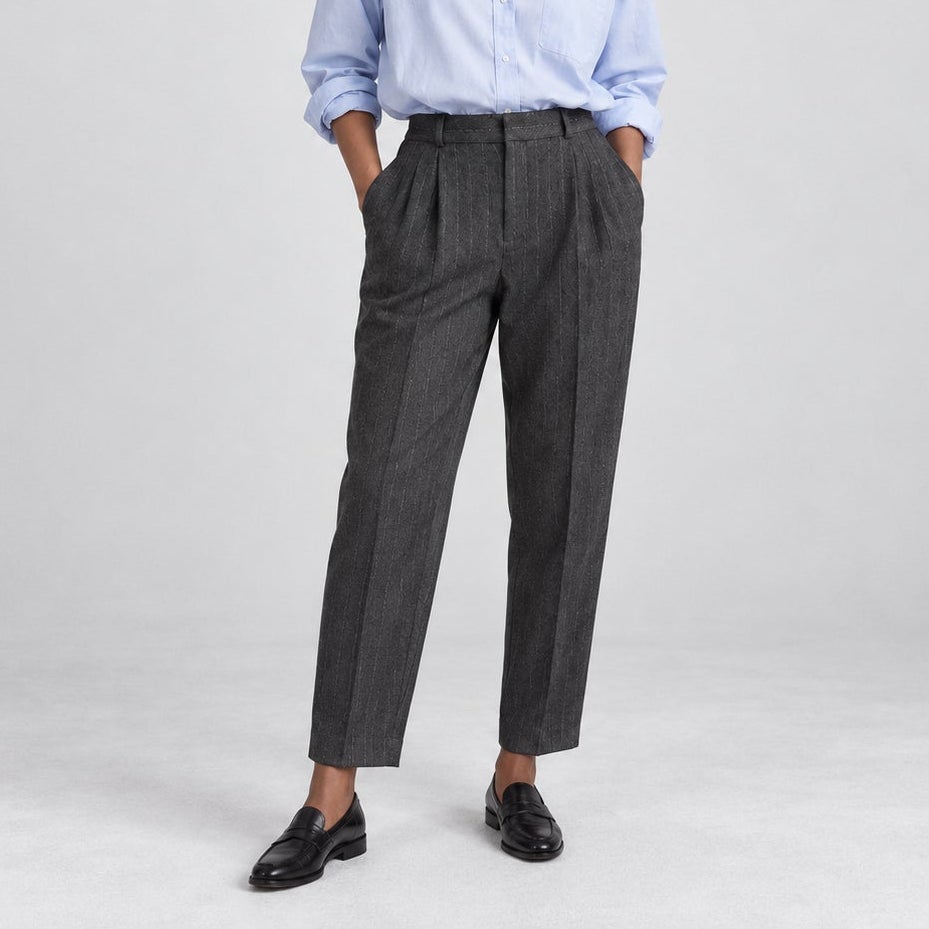 Massimo Dutti Pinstripe Tailored Pants Charcoal Gray Size 12