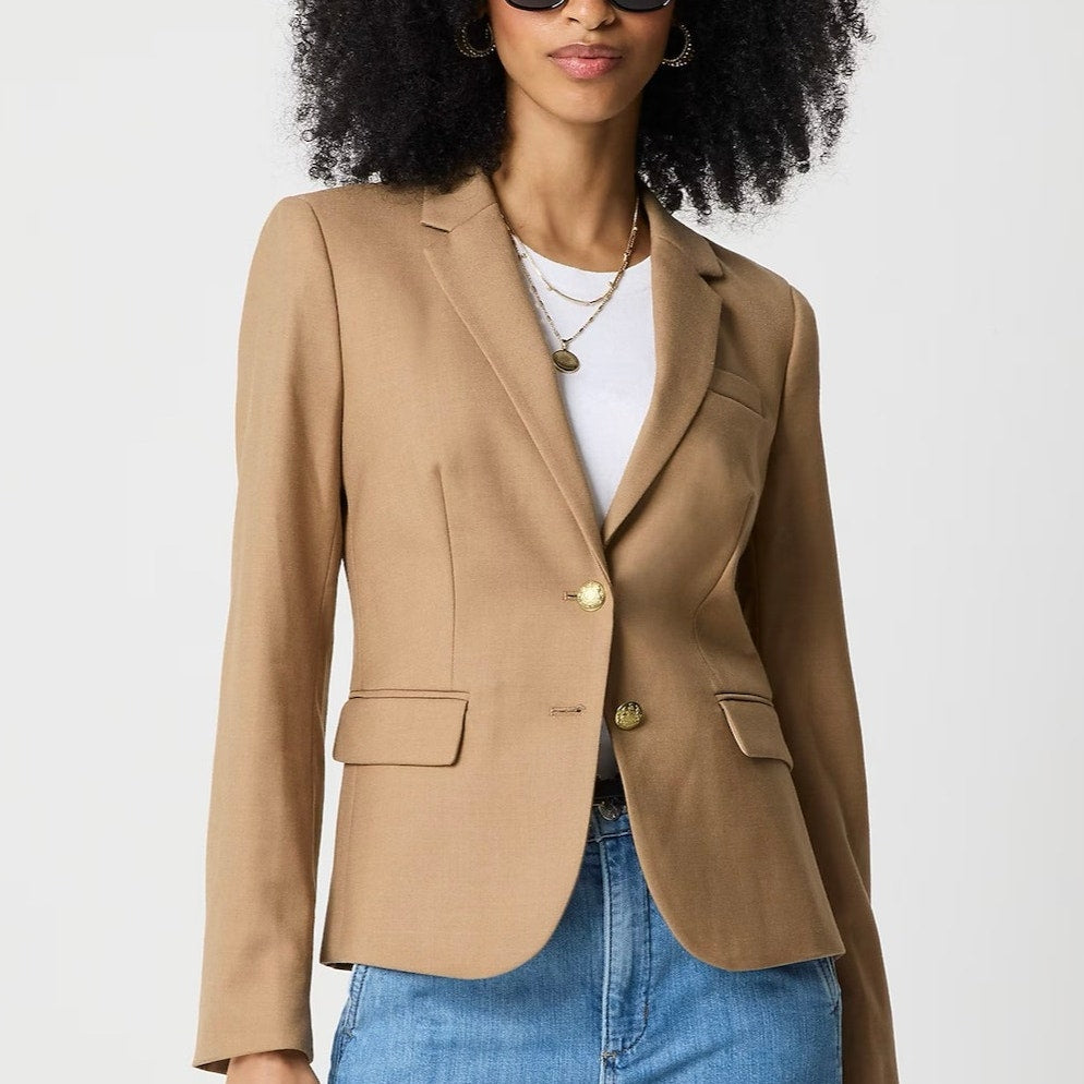 J.Crew Tan Mercantile Schoolboy Single-breasted Long Sleeve Blazer, size 0