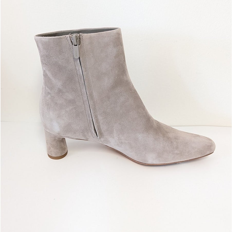 Vince Hilda Ankle Boots Womens 9.5M Gray Leather Suede Zip Bootie