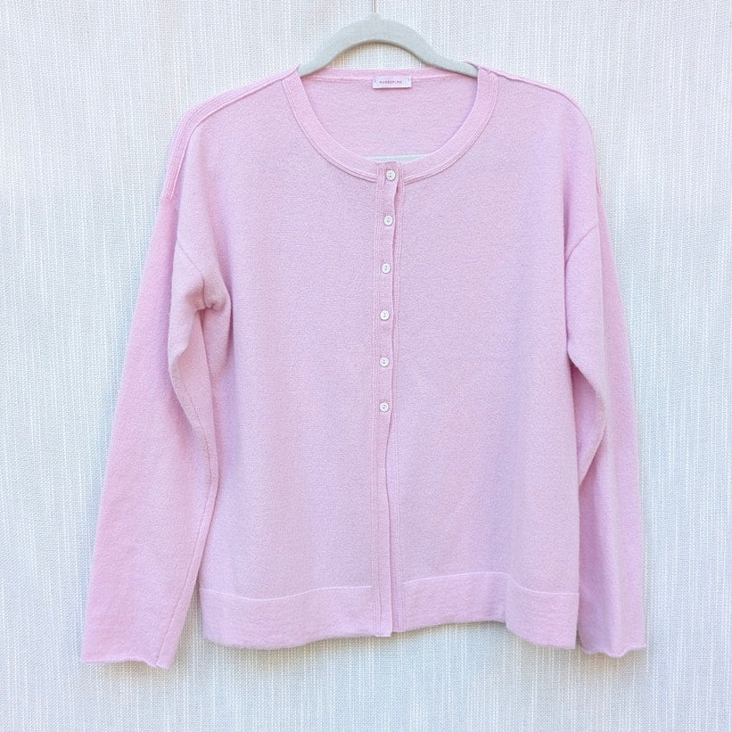 Rossopuro Pink Wool/Cashmere Long Sleeve Button Front Cardigan, size IT44/M