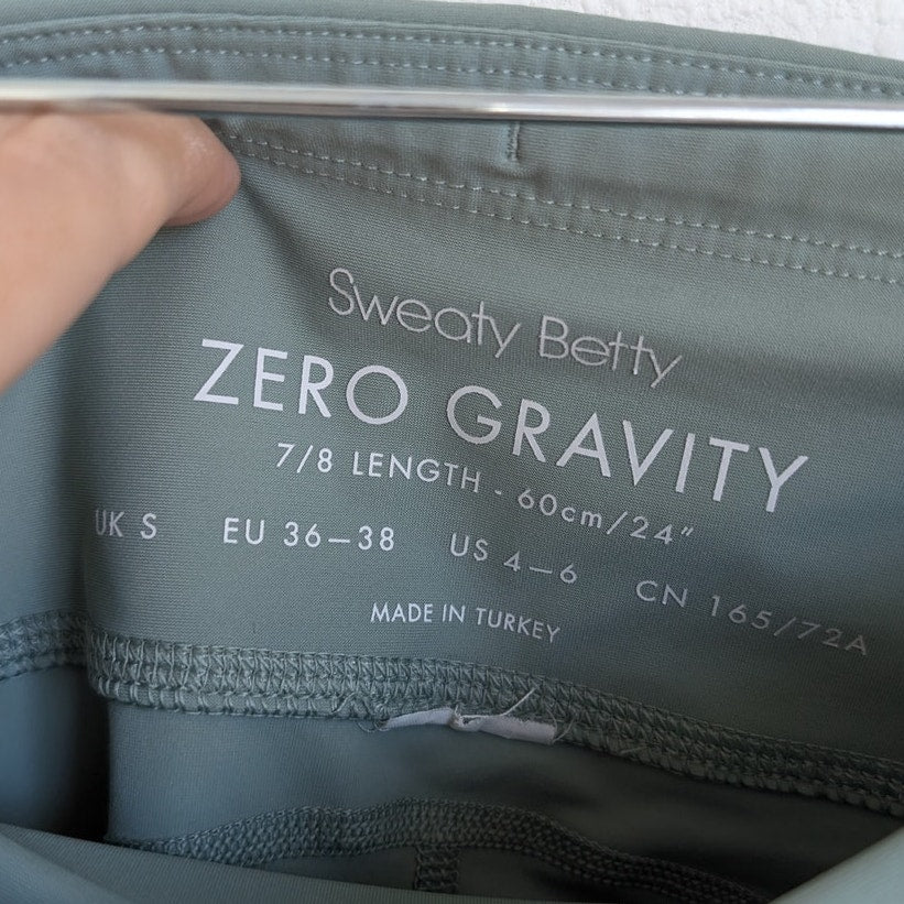 Sweaty Betty Mint Green Zero Gravity 7/8 Length Cropped Leggings, size 4-6