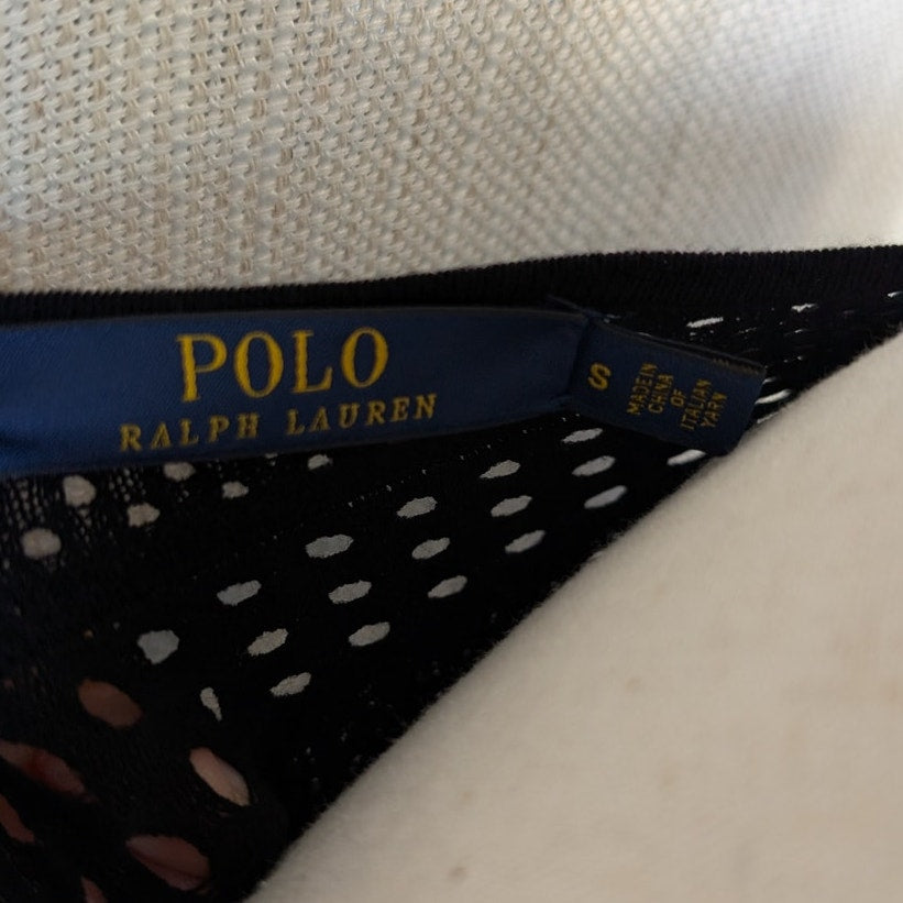 Polo Ralph Lauren Black Knit/Ribbed Long Sleeve Sweater Midi Dress, size S