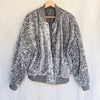 Zara Silver Sequin Bomber Jacket Unisex Mens Womens L Oversized Long Sleeve