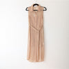NWT L’Academie Revolve Overlay Nude Cream Belted Midi Dress, size S