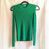 P.A.R.O.S.H. Green Ribbed Long Sleeve Cut Out Cold Shoulder Knit Top, size M