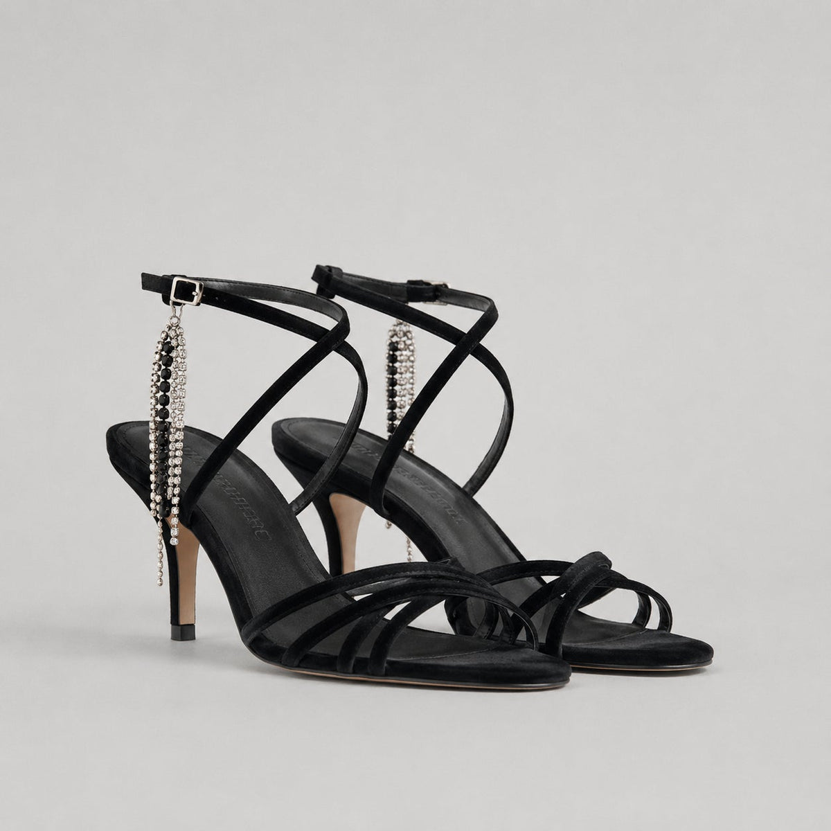 Magda Butrym Berlin Crystal Velvet Sandals Heeled Italy Shoes, size 40/US 10