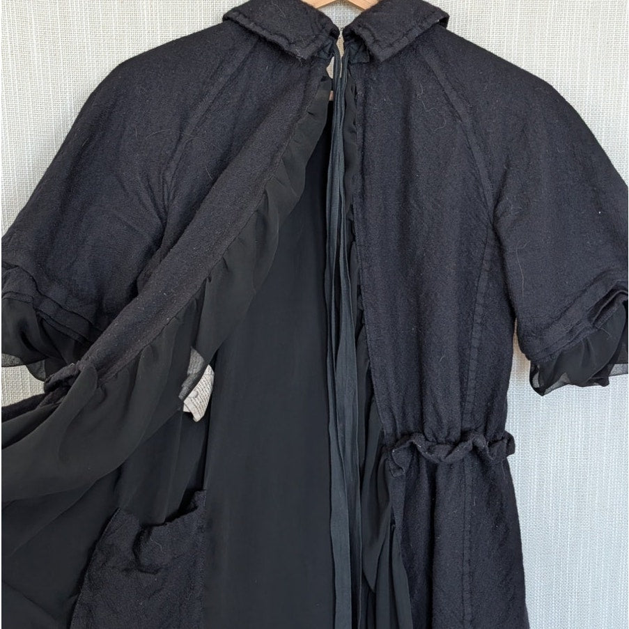 Comme des Garcons Archive Tricot 2008 Midi Dress S Black Wool Short Sleeve