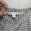 Veronica Beard Grant Cold Shoulder Gray/White V-Neck Button Striped Top, size 8