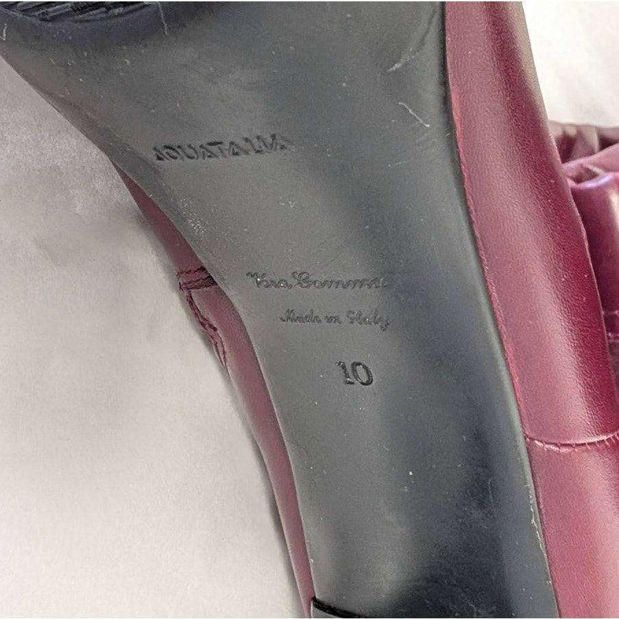 Aquatalia Wine Burgundy Leather Suede Knee-High Boots Womens 10 High Heel