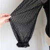 Anthropologie Porridge Black Velvet Lace Tie-Back Blouse Long Sleeve Top, sz XS