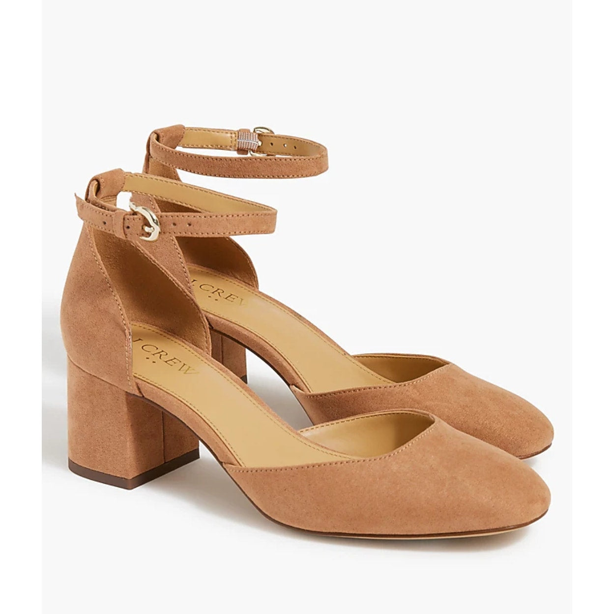 J.Crew Suede Leather Ankle-strap Pump Block Heels in Italian Suede, size 9