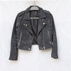 SL8 Blank NYC Gray Suede Leather Moto Biker Full Zip Long Sleeve Cropped Jacket, size XS