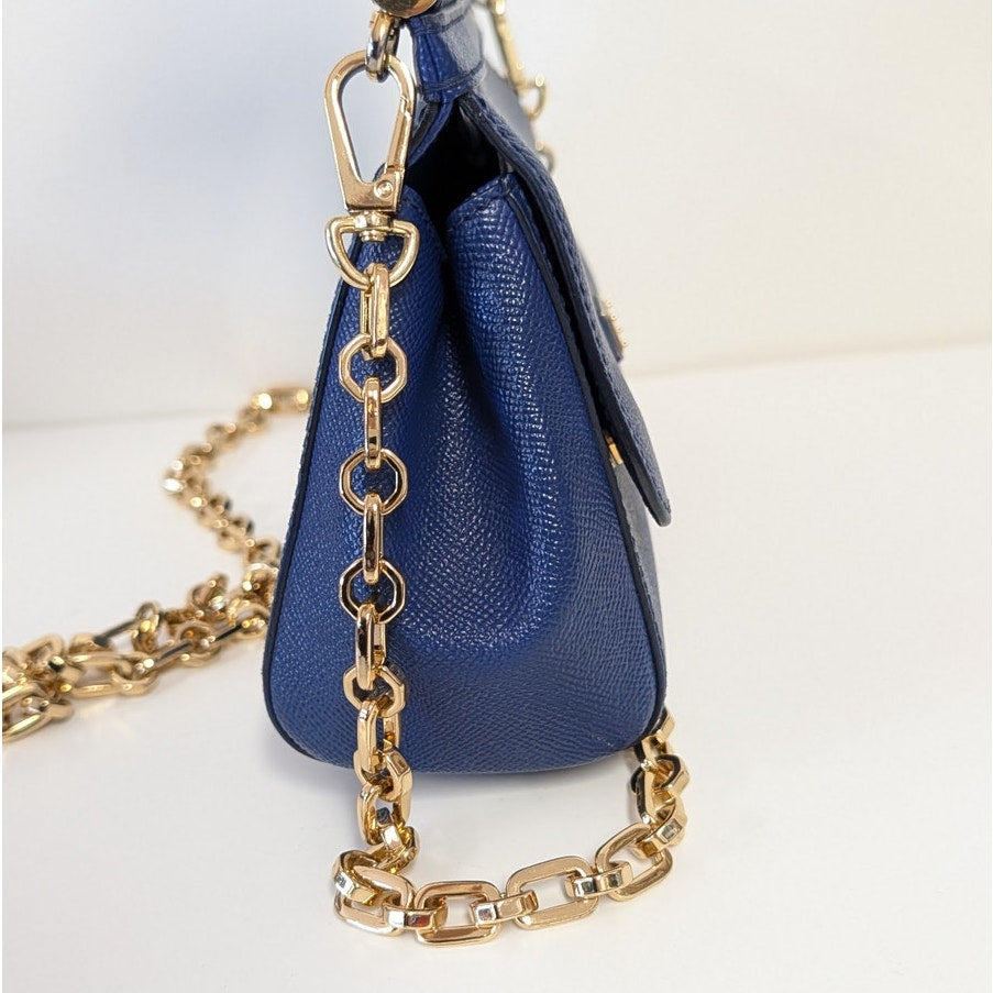 Dolce & Gabbana Leather Miss Sicily Top Handle Small Bag in Blue