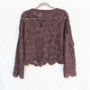 Mango MNG Crochet Long Sleeve Top Womens S Chocolate Brown Floral Cotton Knit