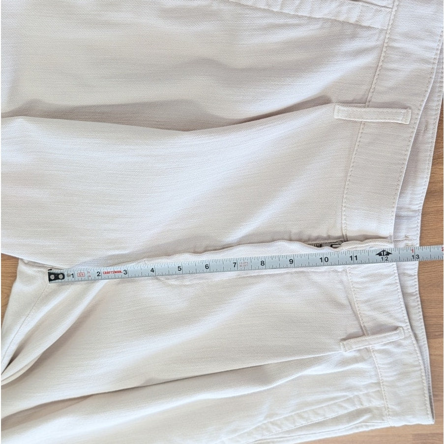 Brunello Cucinelli Straight Tapered Pleated Pants Womens 10 Ecru Cotton High-rise Chino