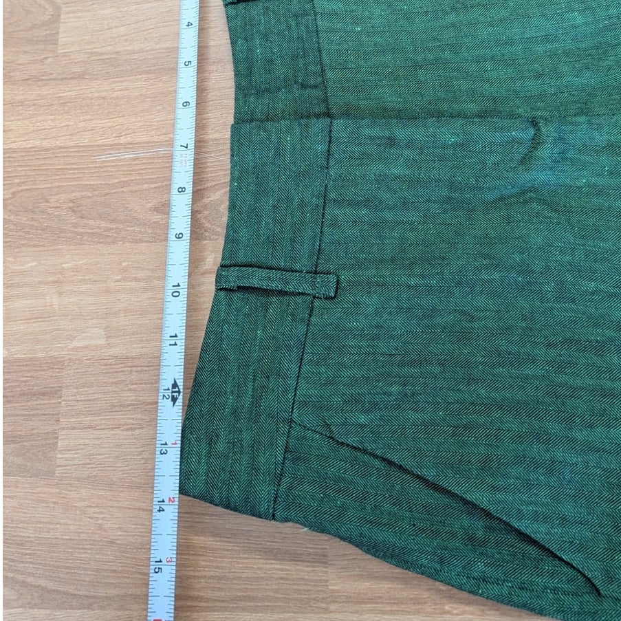 Veronica Beard Linen Cotton Blend Tailored Cuffed Short Women’s 0 Green Mid-rise