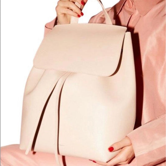Mansur Gavriel Grained Calfskin Leather Bucket Mini Backpack Rosa