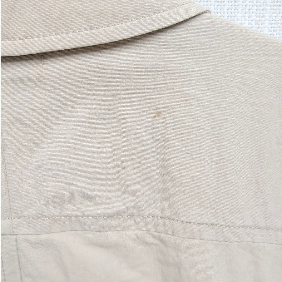 Vince Cotton Trench Coat Womens XL Beige Full Zip Self-Tie Belt Long