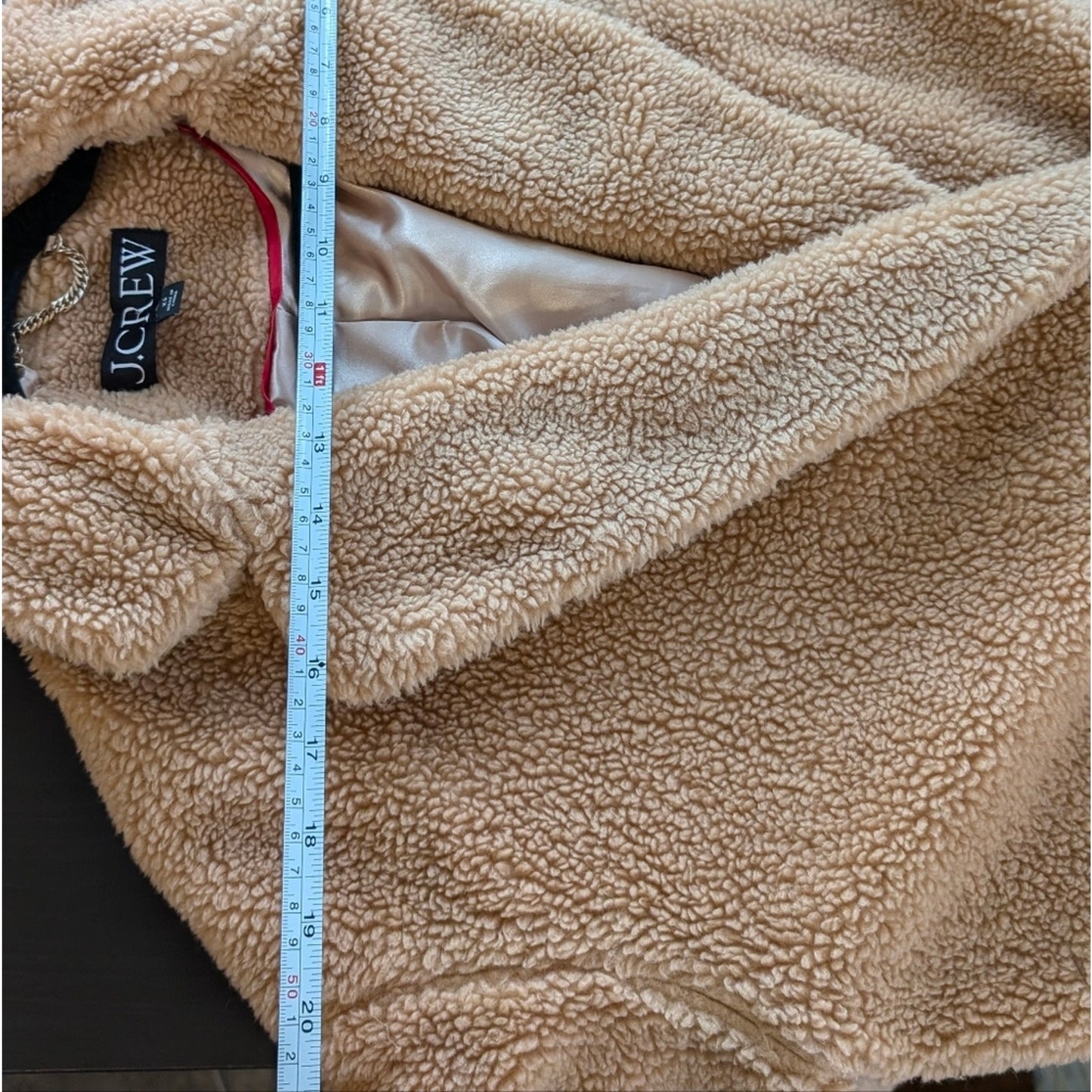 J.Crew Relaxed Tan Teddy Topcoat in Sherpa Blend BW157, Size XS