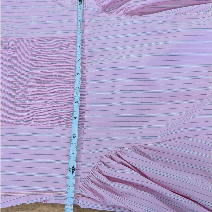 Maeve Sleeveless Fitted A-Line Midi Dress Womens M Pink Striped Pleated Detail