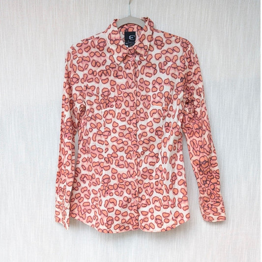 Just Cavalli Red Long Sleeve Button Down Cotton Blouse Shirt, size IT42/US6/M