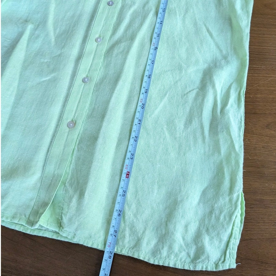 Brooks Brothers Green 100% Linen Button-Down Casual Shirt, size 4