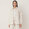 Frank & Oak Cream/White Floral Denim Button-up Long Sleeve Overshirt, size M