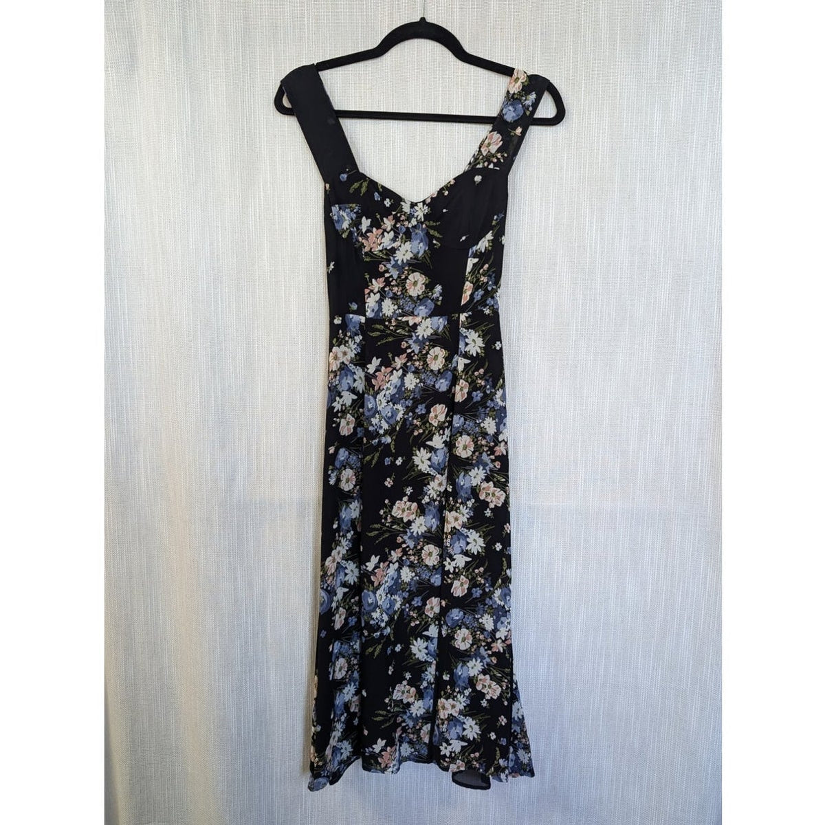 Reformation Fulton Sleeveless Floral Midi Dress Navy Blue Size 0