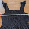 Anthropologie The Peregrine Square-Neck Midi Dress Womens L Black Smocked A-line