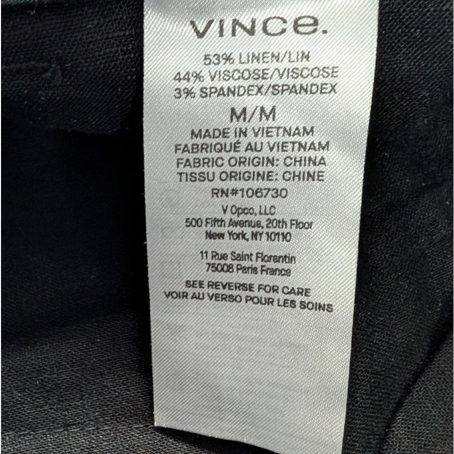 Vince Linen Blend Belted Cargo Cropped Pants Black Size M