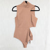 Wolford Warm Up Cutout Bodysuit Womens M Almond Tan Sleeveless One-Piece NWT