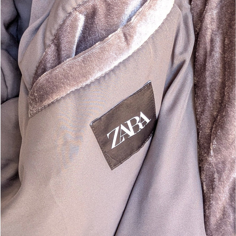 Zara Silver Sequin Bomber Jacket Unisex Mens Womens L Oversized Long Sleeve