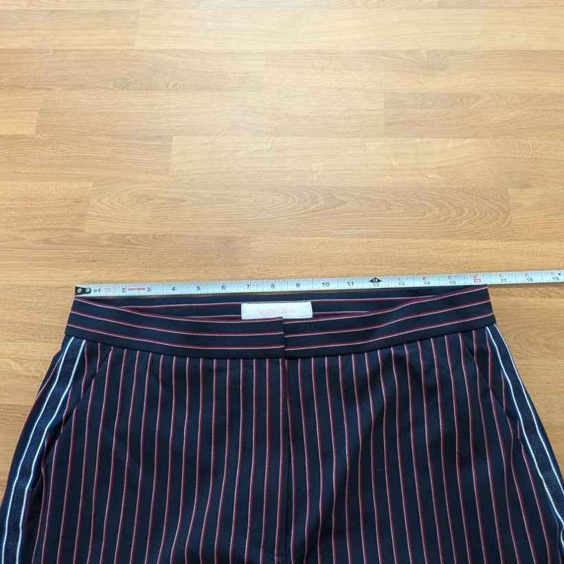 See by Chloe Navy Striped Cotton Tapered Ankle Pants Size 44 US 12