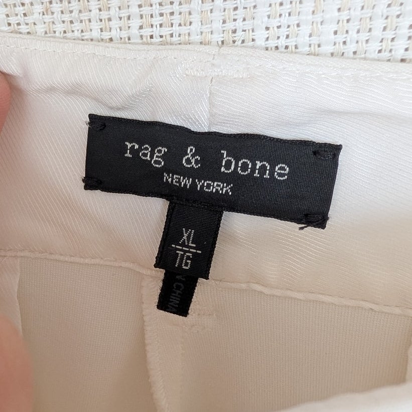 Rag & Bone Irina Ponte Shorts Womens XL White Jersey Pleated High-rise Bermuda