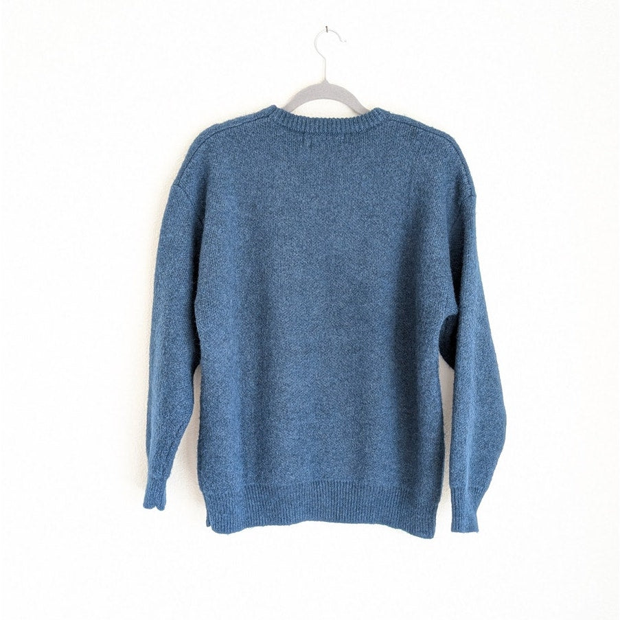 Realtakai RT Blue Knit Crewneck Long Sleeve Sweater, size M