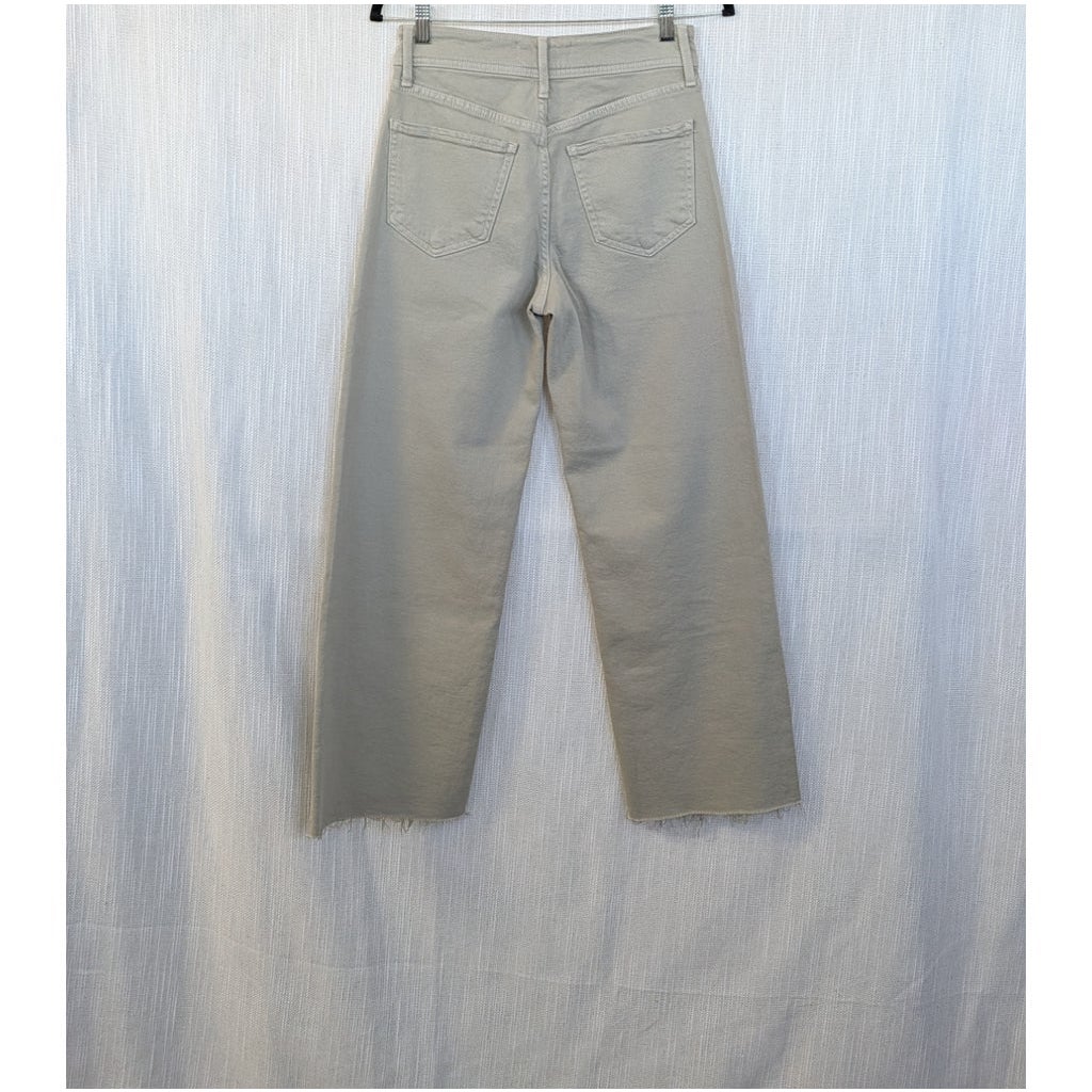 Just Black Denim Nautical Wide Leg Jeans Green Gray Patch Pockets Size 27