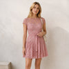 RED Valentino Lace Dress Womens IT 48/ L Pink Belted Short Sleeve Ruffle Mini