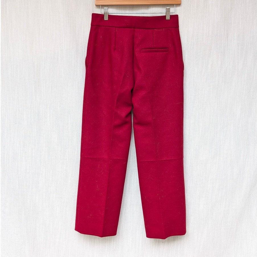 COS Red Wool Blend High Rise Straight Leg Trouser Pants, size EU34/US4