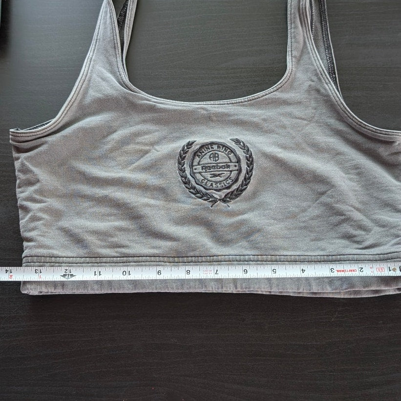 Reebok x Anine Bing Top Womens M Pure Gray Logo Square Neck Bralette Sleeveless