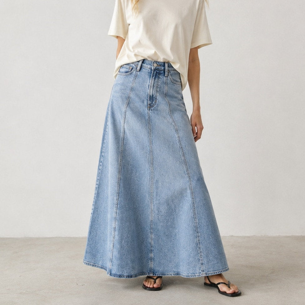 Joe's Jeans Amelia Skirt Womens 28 Blue Denim High Waist Flare A-line Midi Maxi