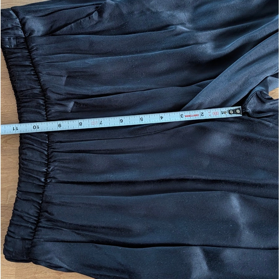 Nation LTD Riviera Pants Womens S Black Satin Mid-rise Wide Leg Palazzo Relaxed