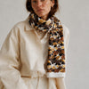 Gucci Authentic 100% Silk Scarf Ginkgo Leaf Print Ivory Brown Italy