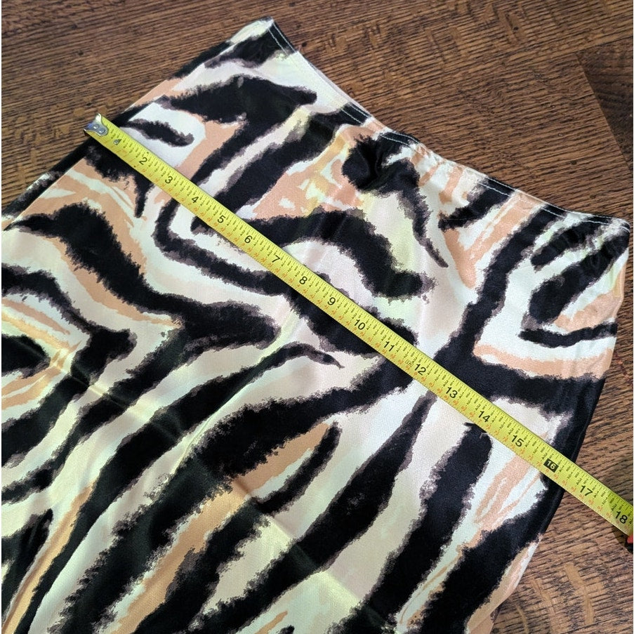 Topshop Tiger Animal Print Maxi Bias Satin High Rise A-line Skirt in Multi, sz 4