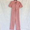 Sea NY Corbin Pink Short Sleeve Long Denim Jumpsuit, Size 10