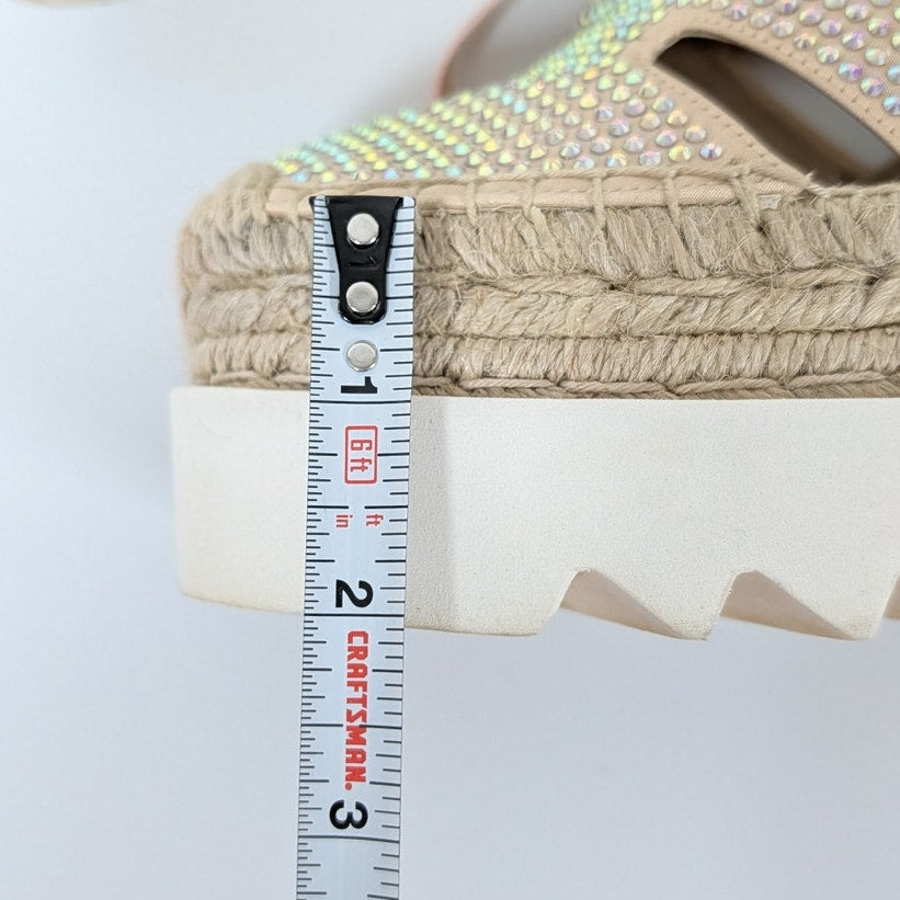 Stella McCartney Gaia Crystal Ankle-Wrap Platform Espadrilles Womens EU 40/US 10