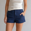 Alice + Olivia Linen Short Womens 10 Navy Mid-rise Mini