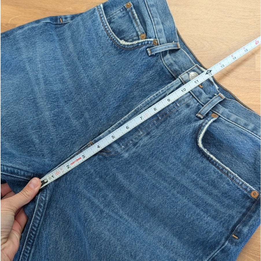 Agolde Riley Jeans Womens 29 Blue Denim High Rise Straight Crop