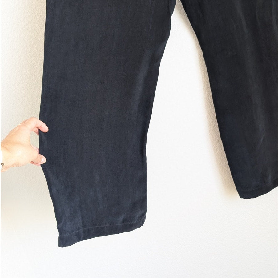 Yasemin Ozeri 2PC Set Black Liquid Butter Double-breasted Blazer M Dress Pants S