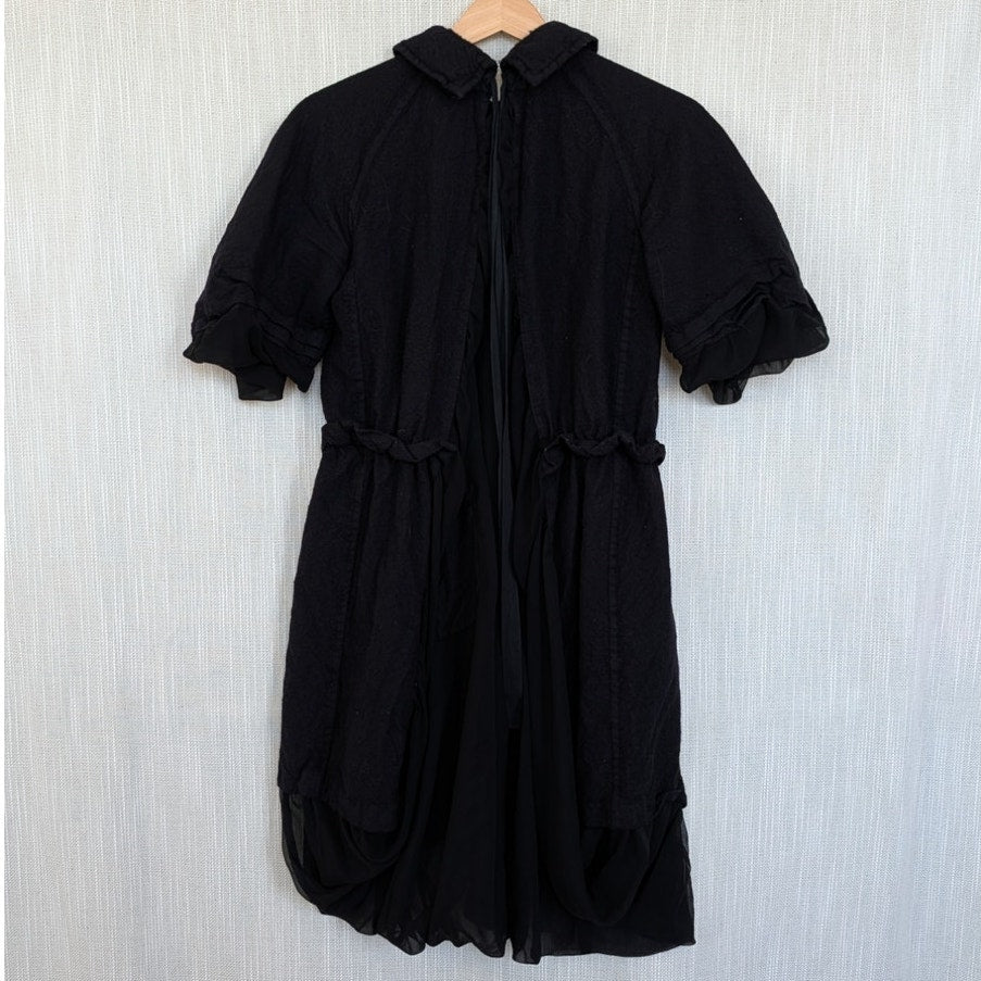 Comme des Garcons Archive Tricot 2008 Midi Dress S Black Wool Short Sleeve